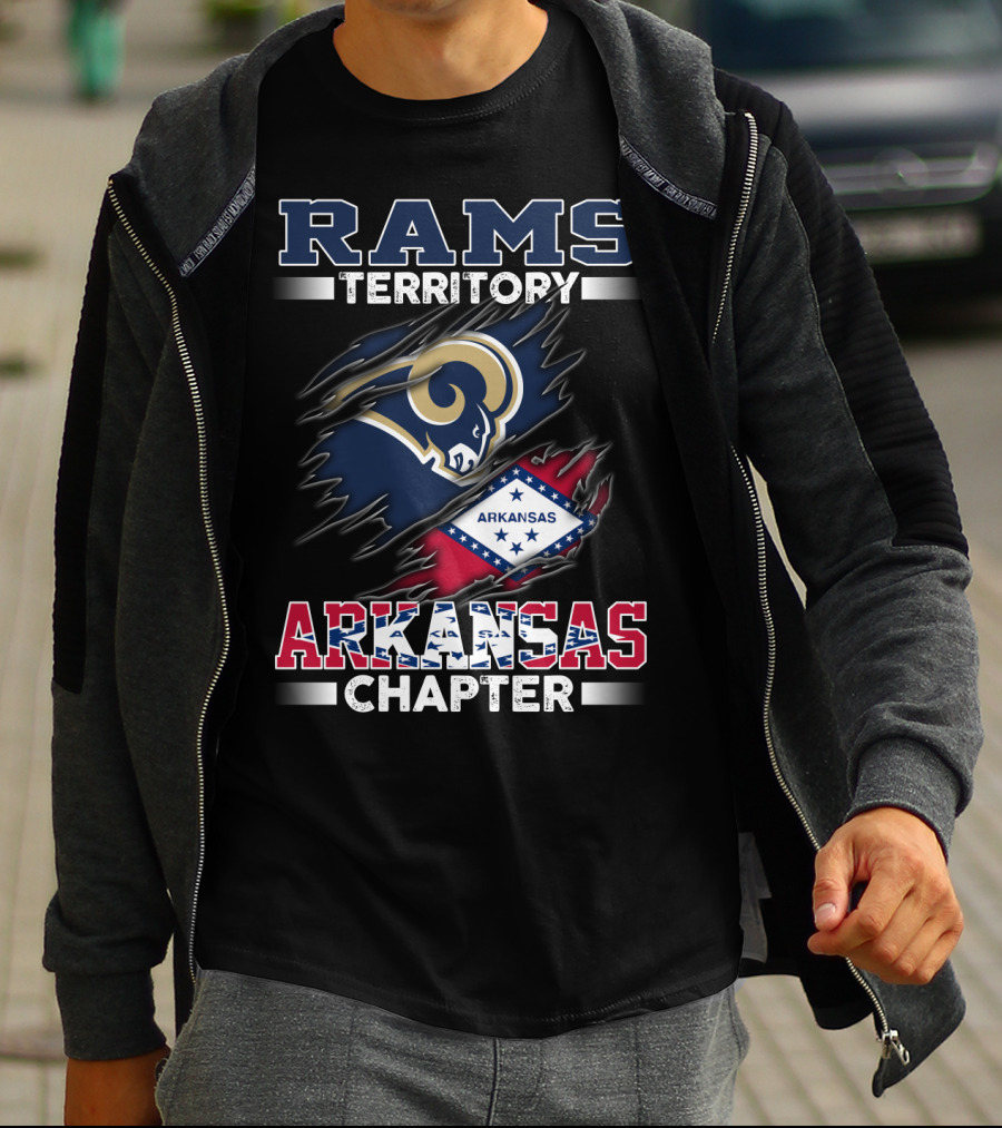 Rams Territory Arkansas Chapter With State Flag And Iconic Sports T-Shirt