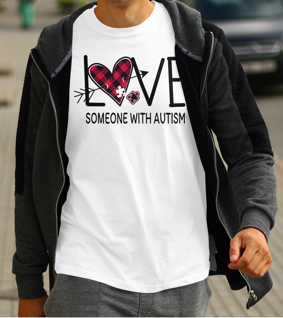 LOVE Someone With Autism Heart Puzzle T-Shirt