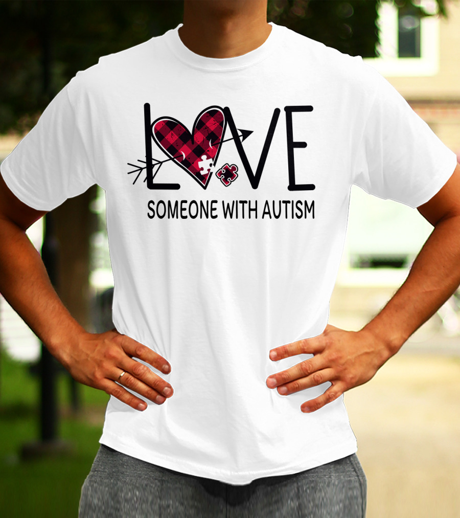 LOVE Someone With Autism Heart Puzzle T-Shirt