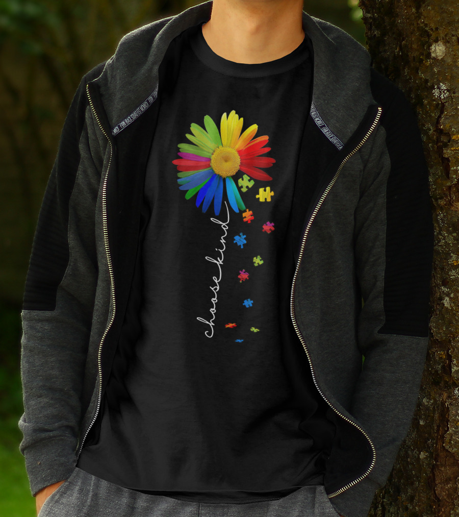 Choose Kind Rainbow Flower With Puzzle Pieces T-Shirt