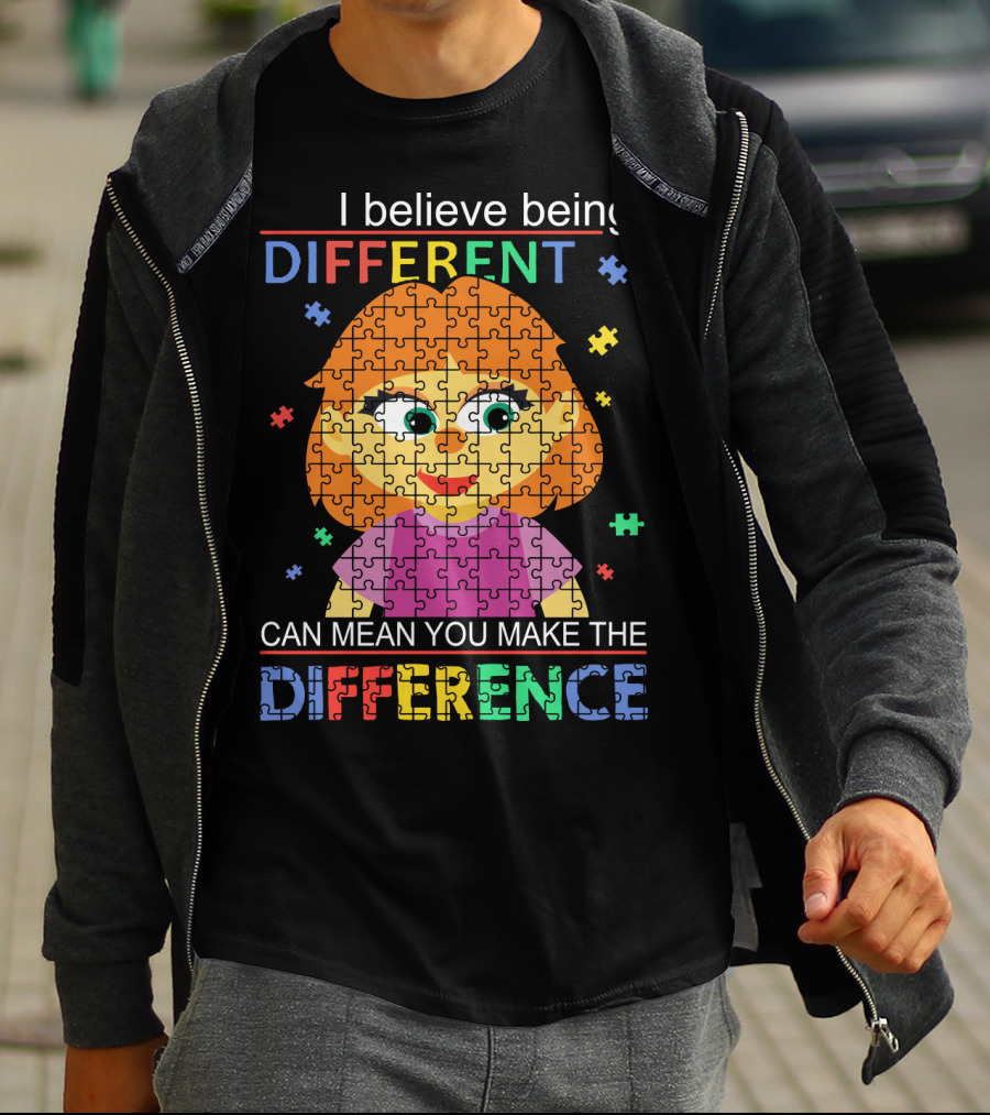 I Believe Being Different Can Mean You Make The Difference Puzzle Girl T-Shirt