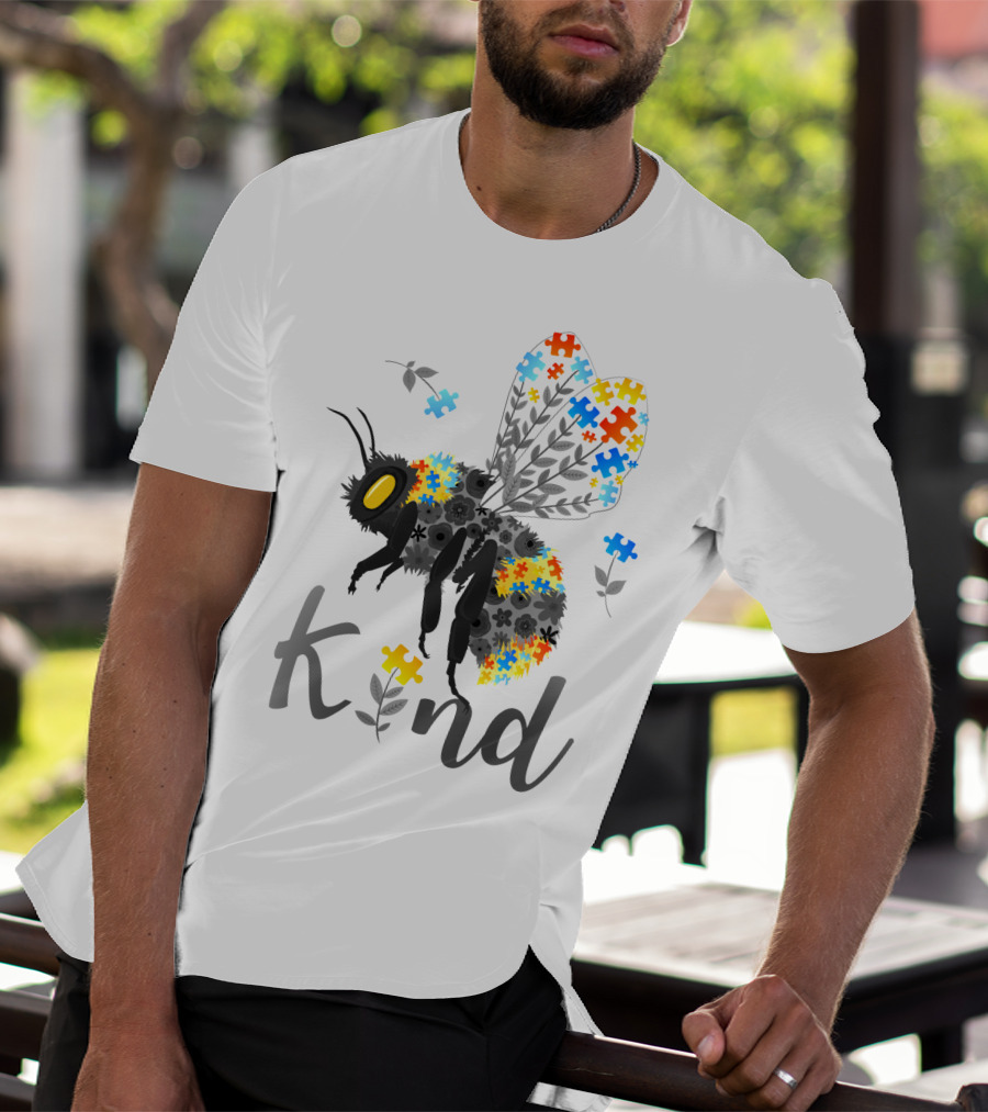 Kind Bee Puzzle Autism Awareness T-Shirt