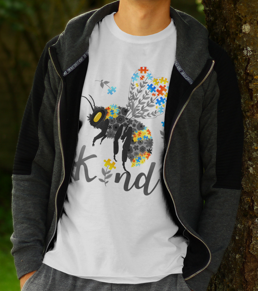 Kind Bee Puzzle Autism Awareness T-Shirt