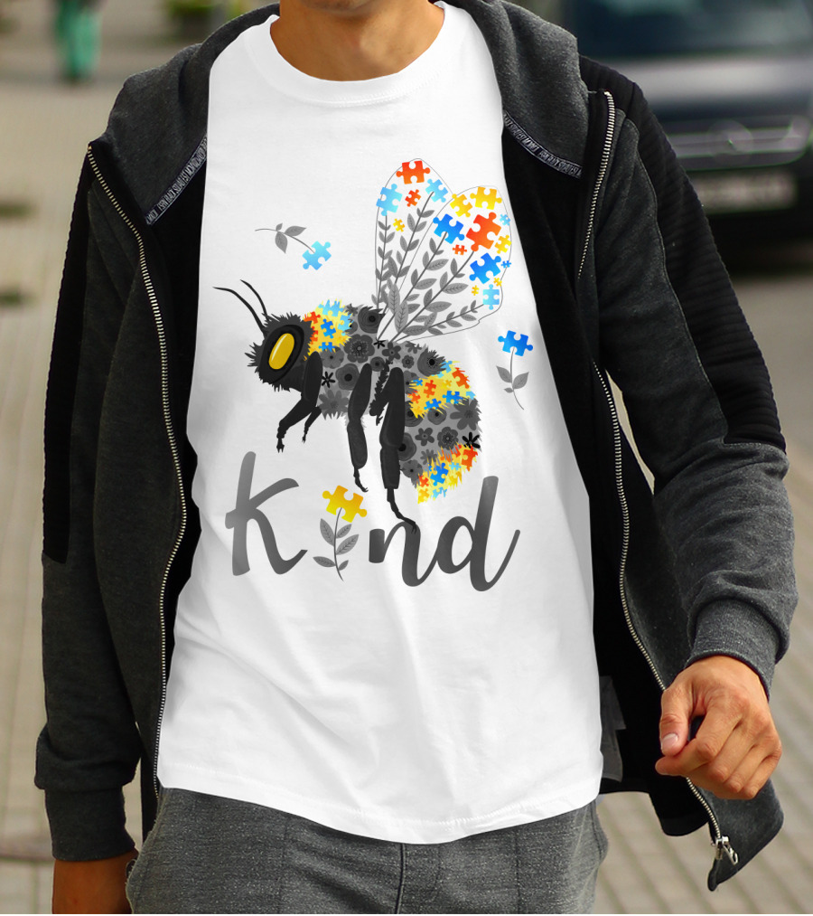 Kind Bee Puzzle Autism Awareness T-Shirt