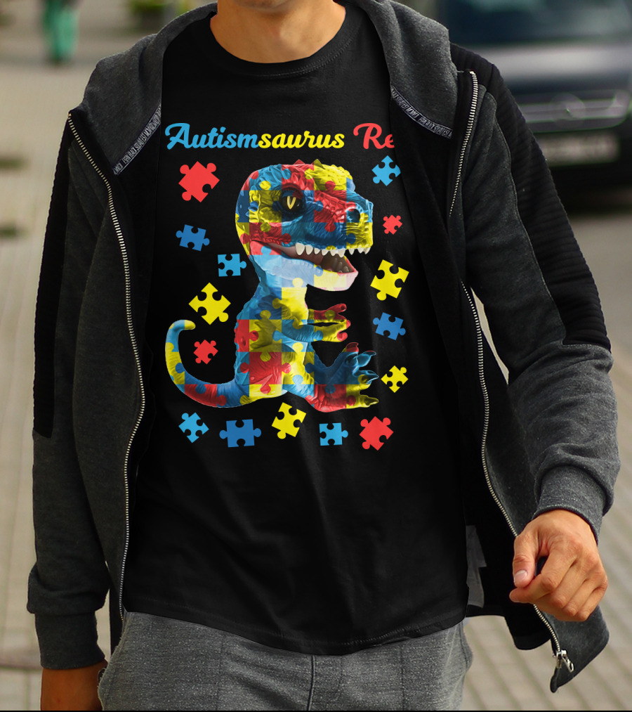 Autismsaurus Rex Dinosaur Puzzle Piece T-Shirt