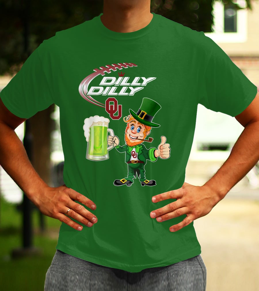 Dilly Dilly OU Football Green Beer Leprechaun T-Shirt