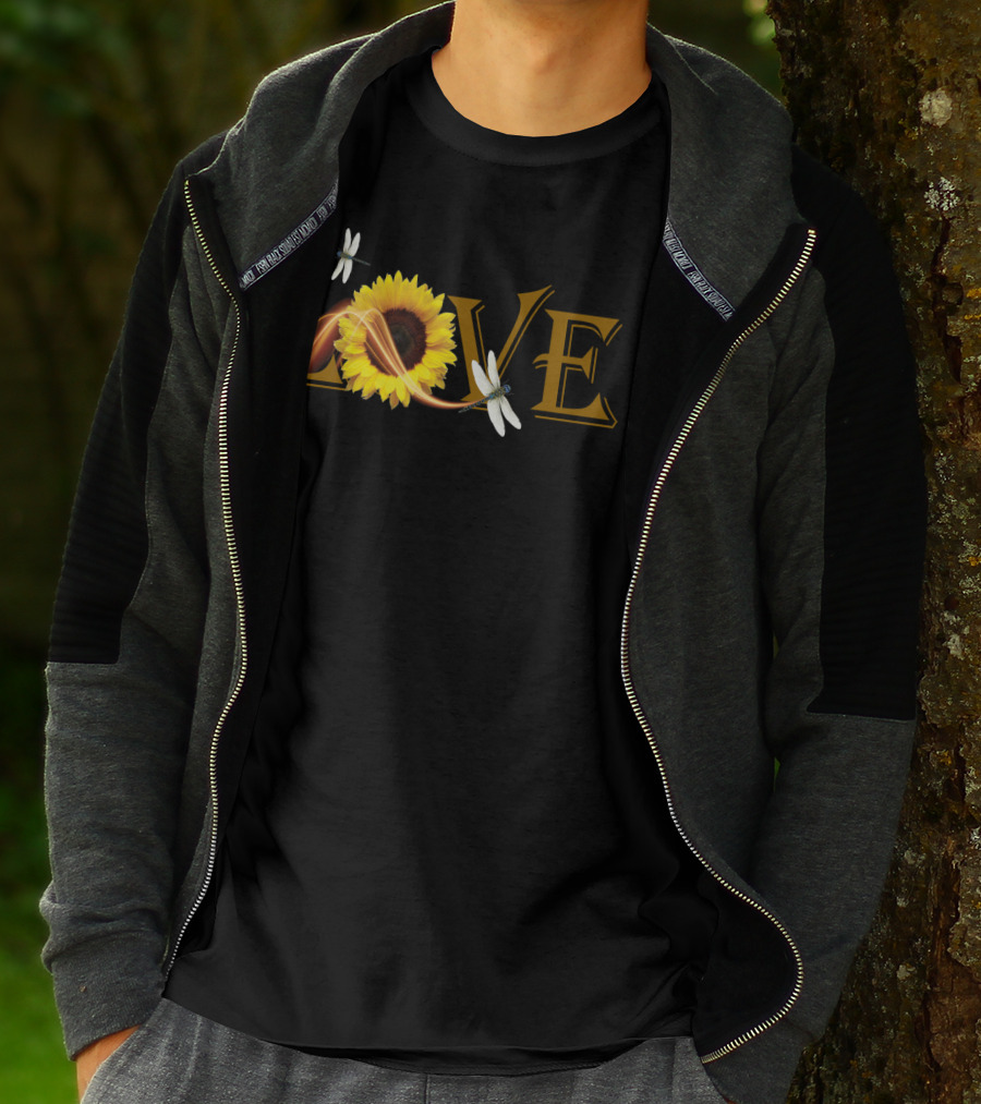 LOVE Sunflower Dragonfly T-Shirt