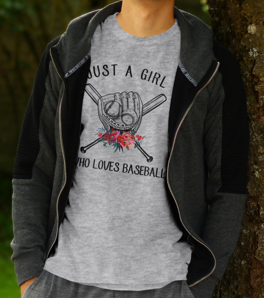 Just A Girl Who Loves Baseball Flowers Glove And Bats T-Shirt