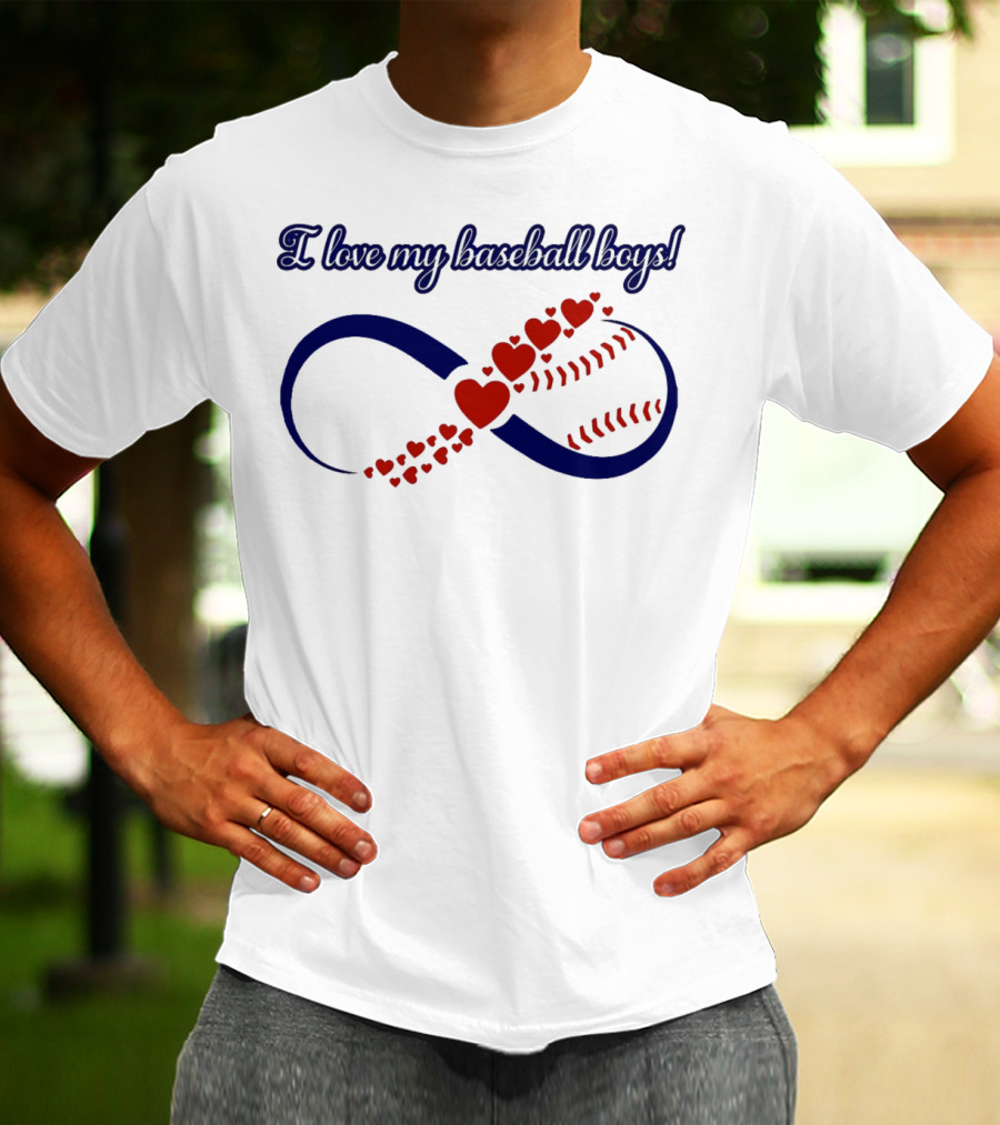 I Love My Baseball Boys Infinity Hearts T-Shirt