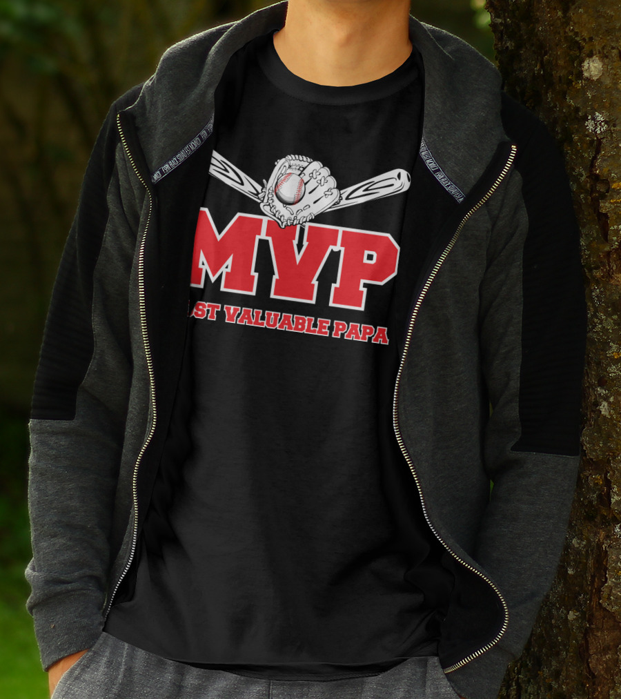 MVP Most Valuable Papa Baseball Glove And Bat T-Shirt