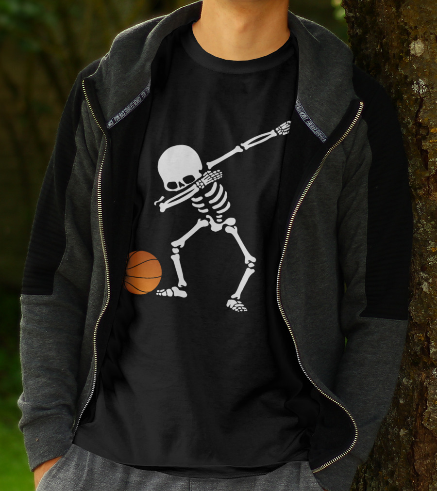 Basketball Skeleton Dabbing With Ball T-Shirt