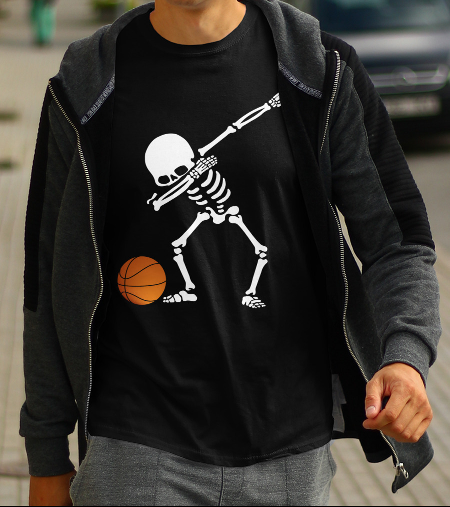 Basketball Skeleton Dabbing With Ball T-Shirt