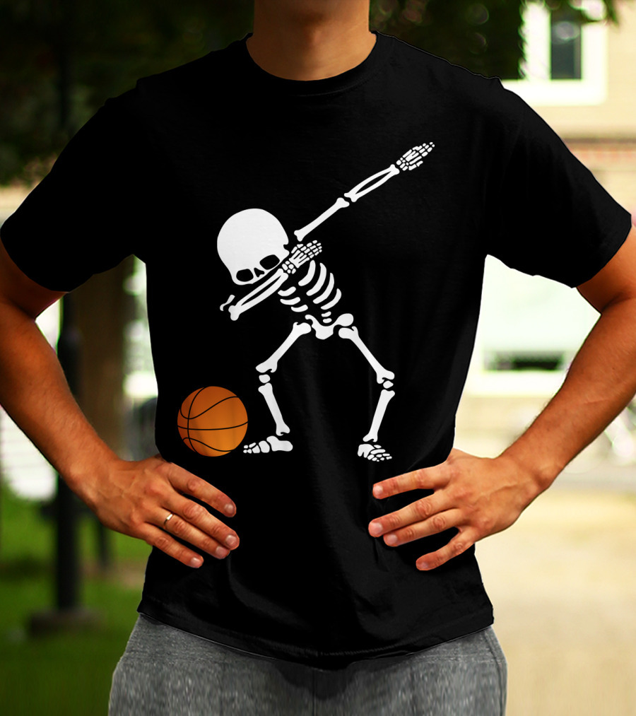 Basketball Skeleton Dabbing With Ball T-Shirt