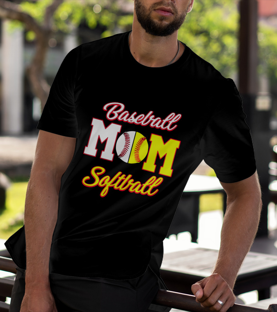 Baseball MOM Softball Split Ball T-Shirt