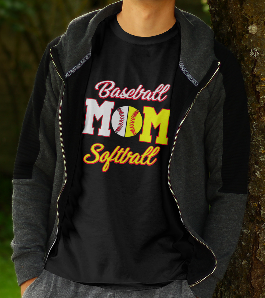 Baseball MOM Softball Split Ball T-Shirt