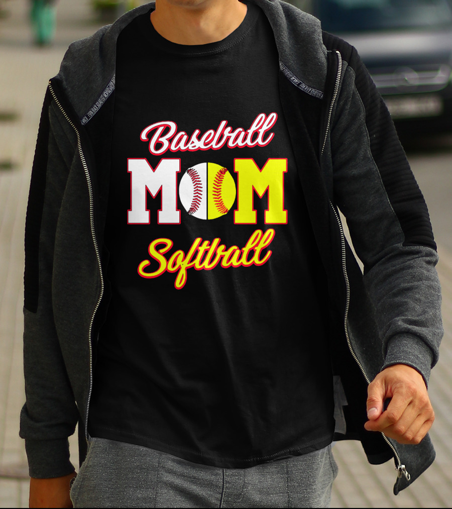 Baseball MOM Softball Split Ball T-Shirt