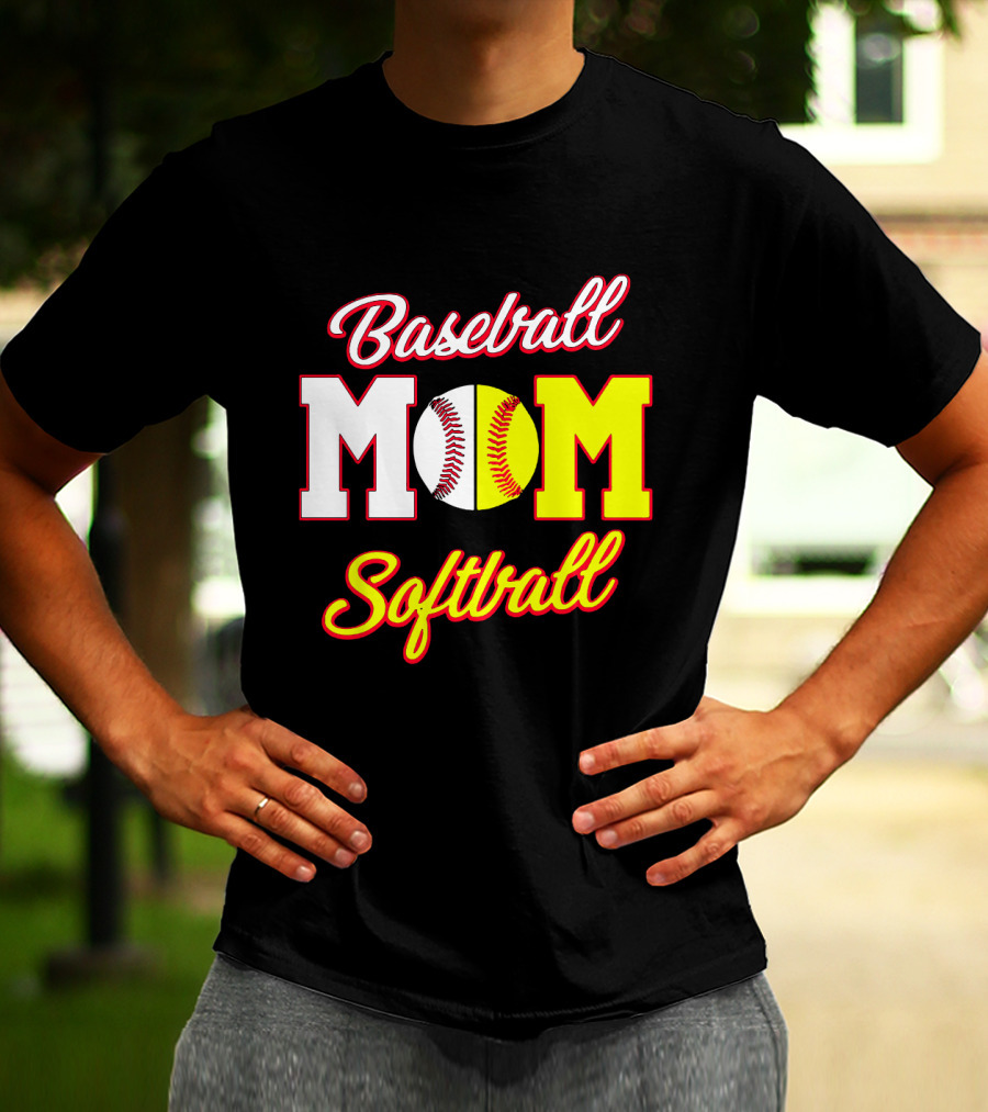Baseball MOM Softball Split Ball T-Shirt