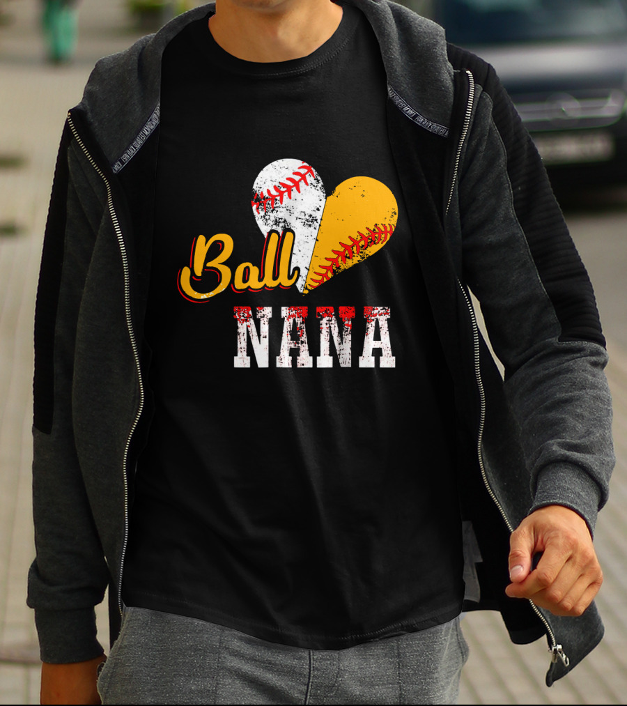 Ball Nana Baseball Heart T-Shirt