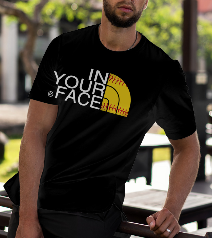IN YOUR FACE Baseball Stitch T-Shirt