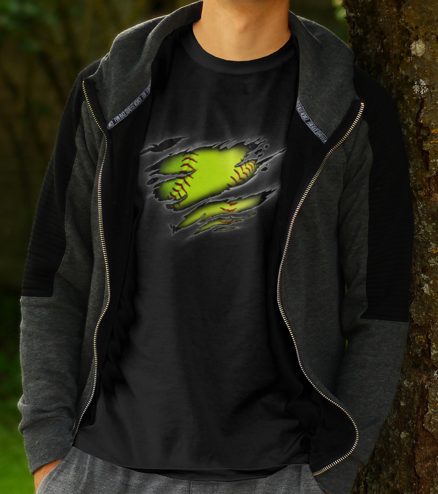 Softball Inside Me Ripped Ball T-Shirt