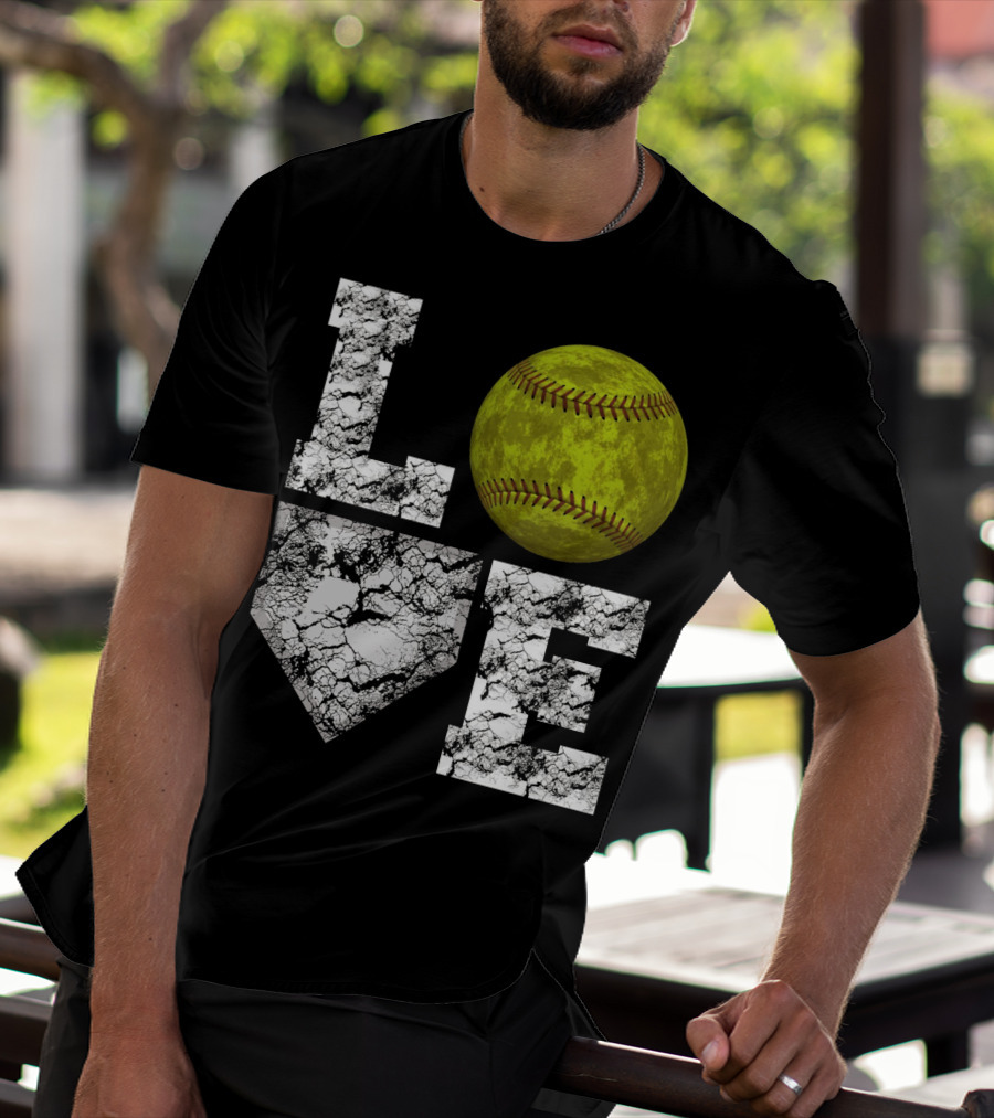 LOVE Softball Home Plate Grunge T-Shirt
