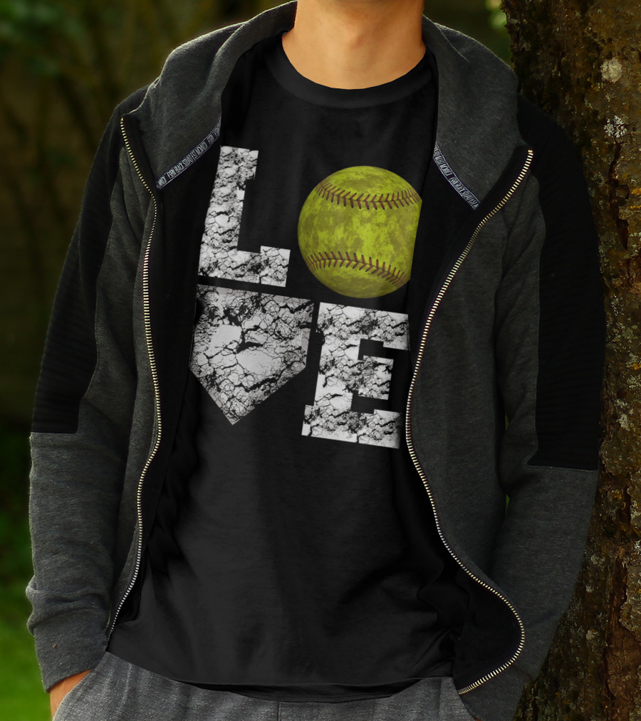 LOVE Softball Home Plate Grunge T-Shirt