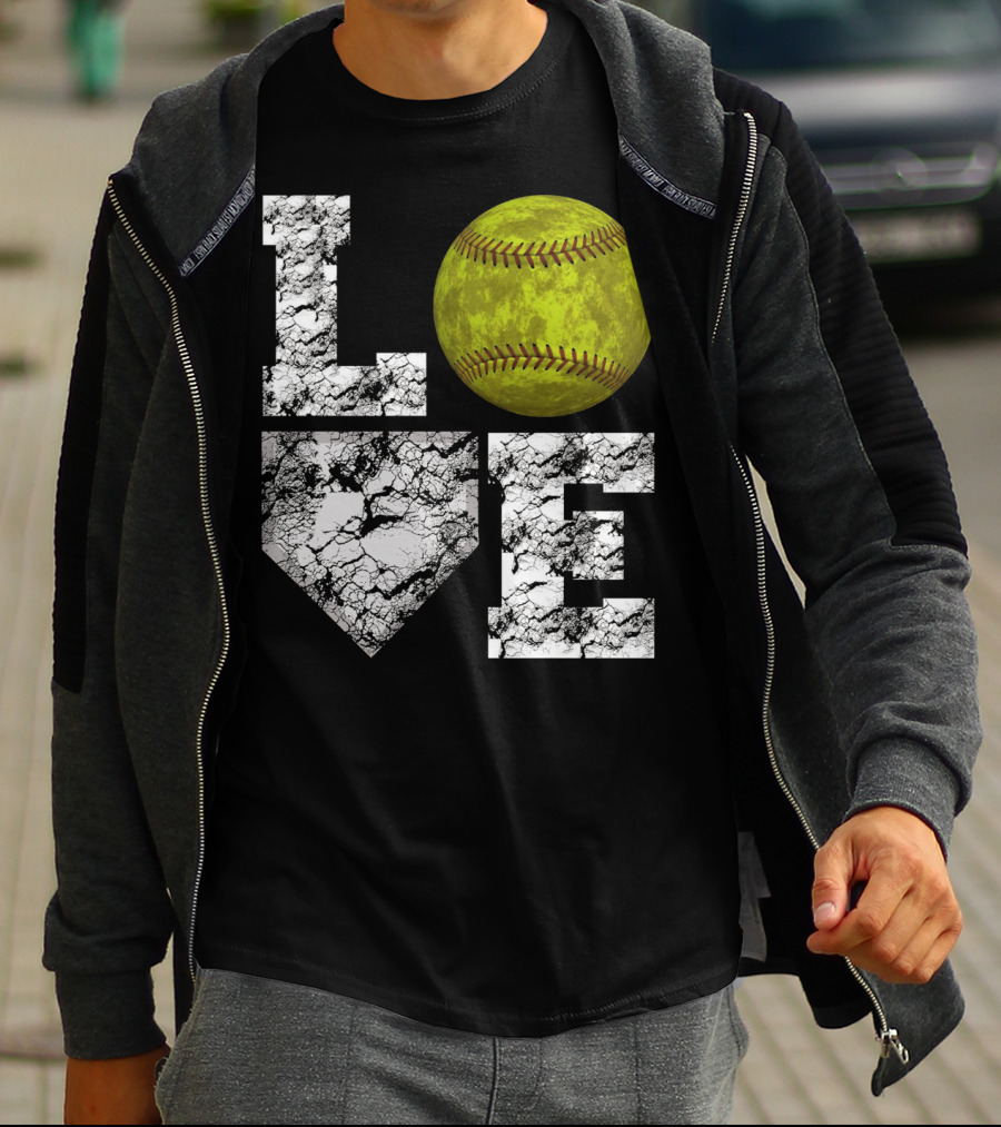 LOVE Softball Home Plate Grunge T-Shirt