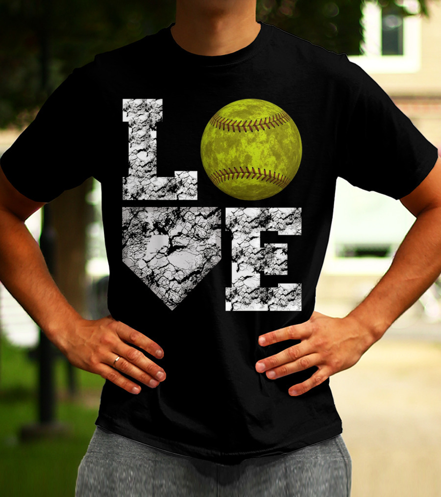 LOVE Softball Home Plate Grunge T-Shirt
