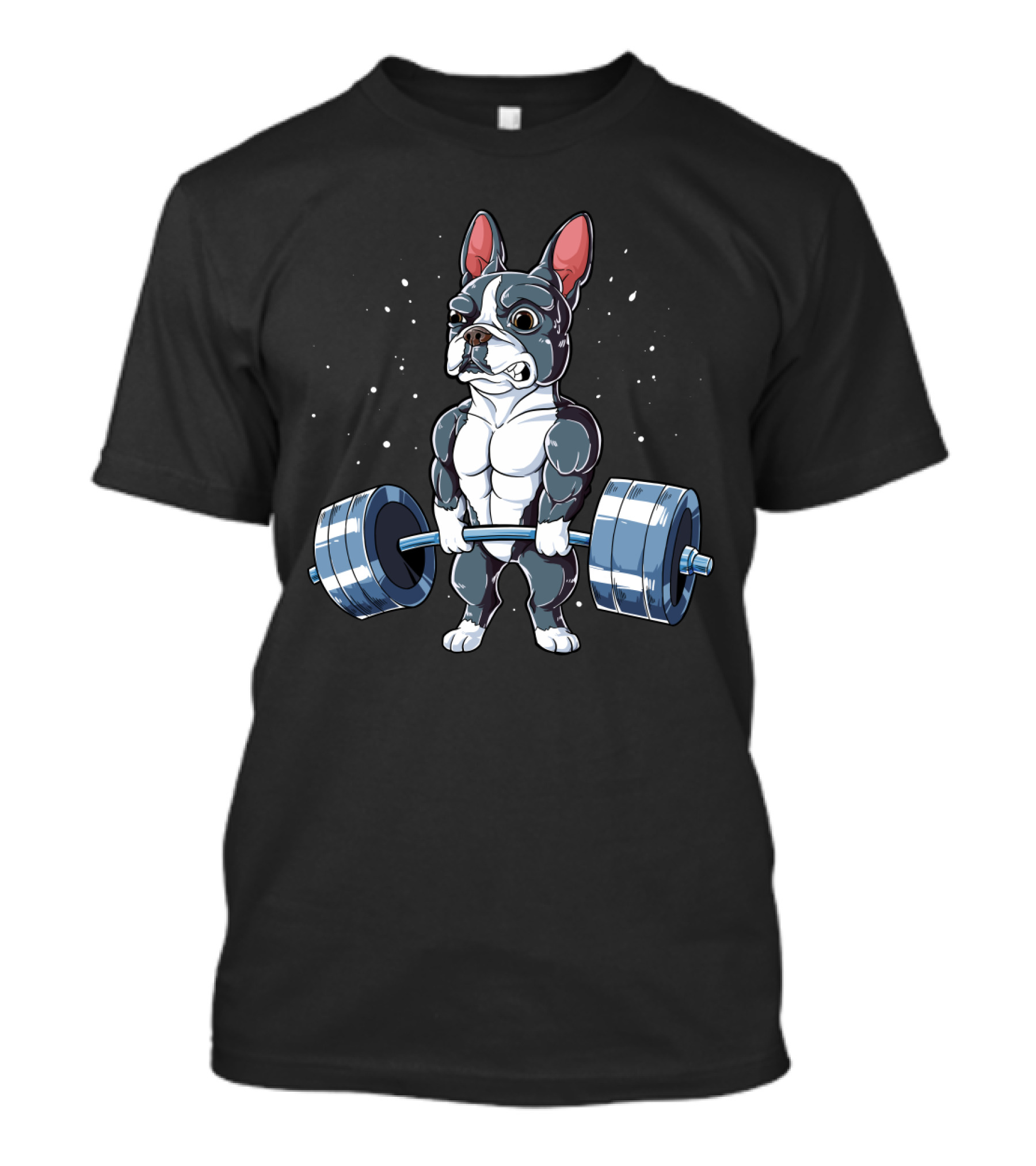 Weight Lifting Boston Terrier With Barbell T-Shirt