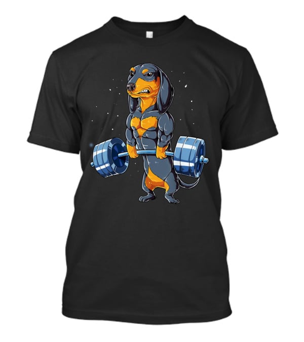 Weight Lifting Dachshund Strong Muscular Bodybuilder Dog T-Shirt