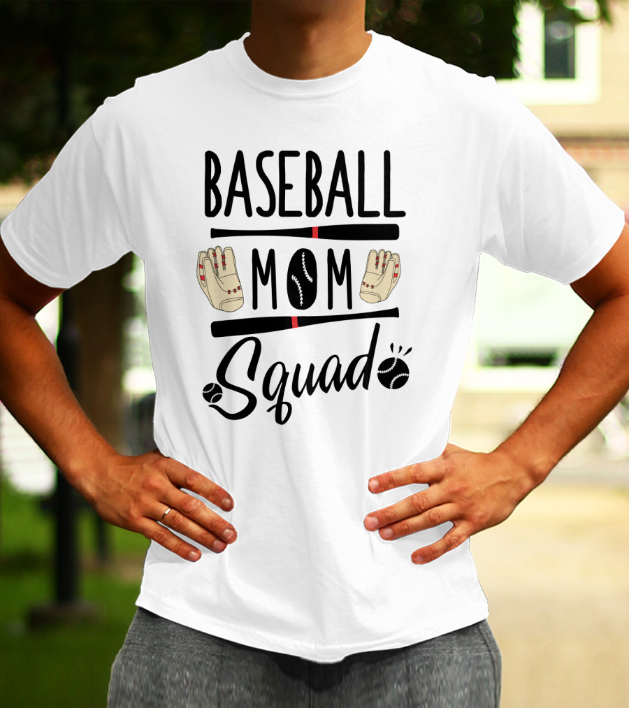 Baseball Mom Squad With Gloves And Bats T-Shirt
