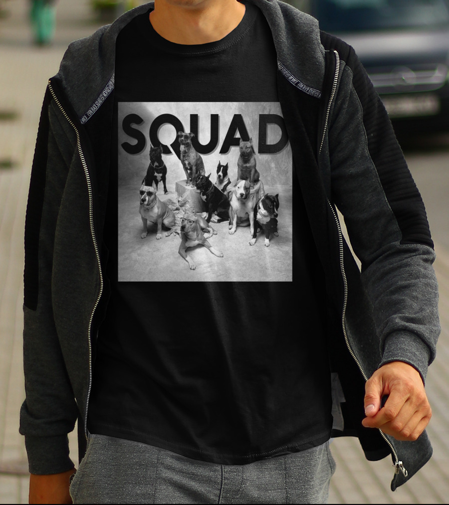 SQUAD Dog Group Black And White Photography T-Shirt