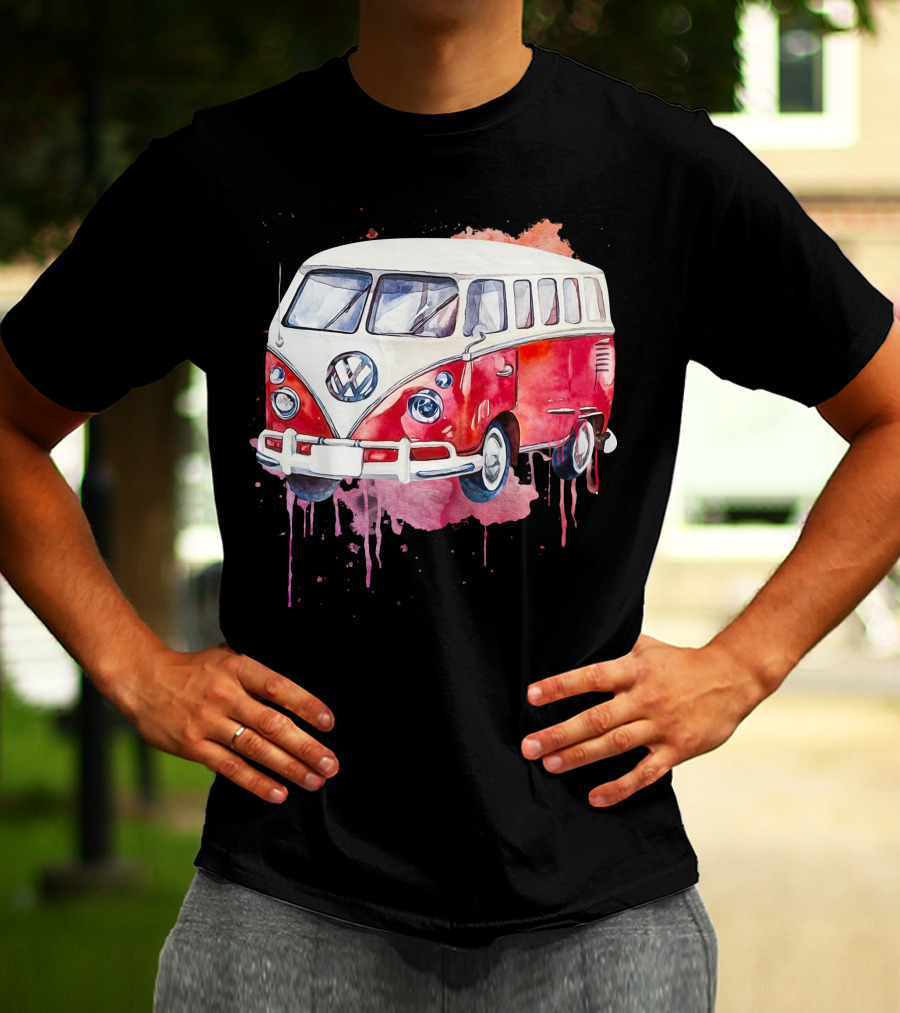 Volkswagen Camper Van Watercolor T-Shirt