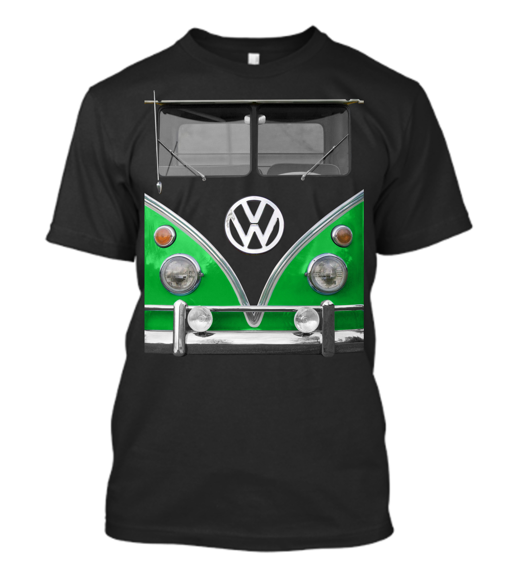 Volkswagen Bus Front Green Black T-Shirt