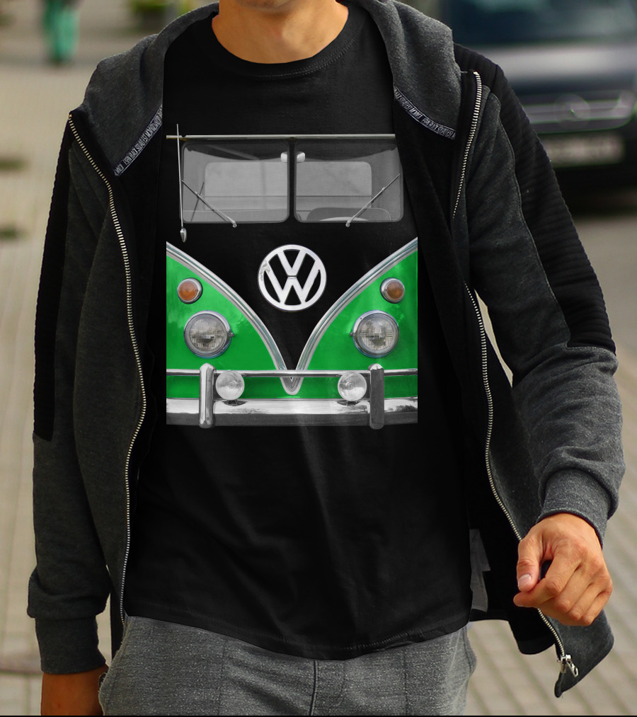 Volkswagen Bus Front Green Black T-Shirt