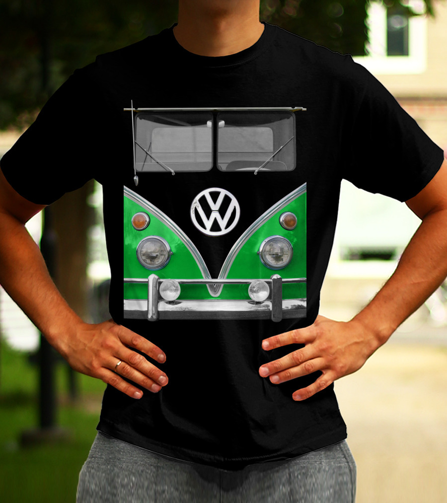 Volkswagen Bus Front Green Black T-Shirt
