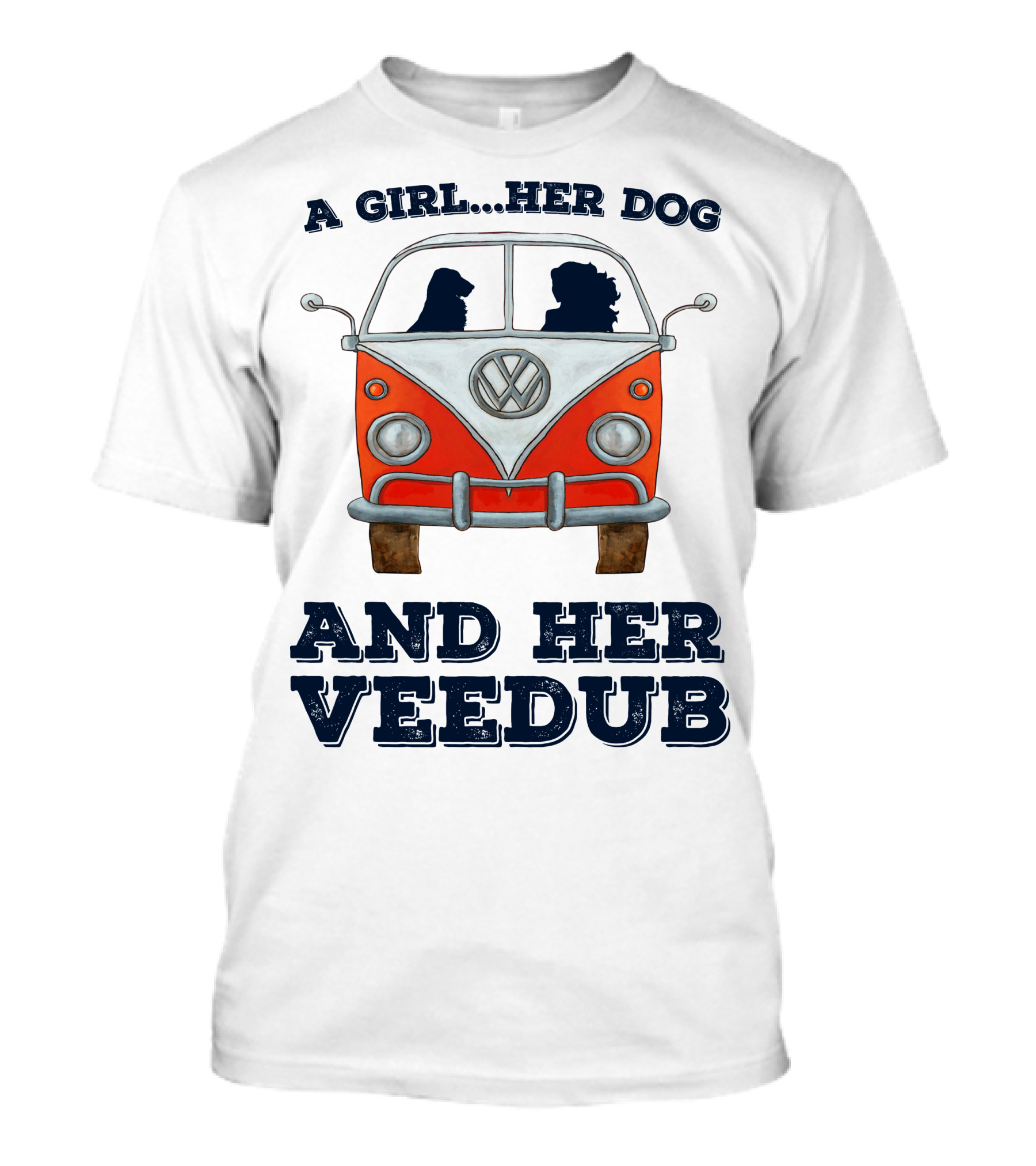A Girl Her Dog And Her Veedub Volkswagen Bus T-Shirt