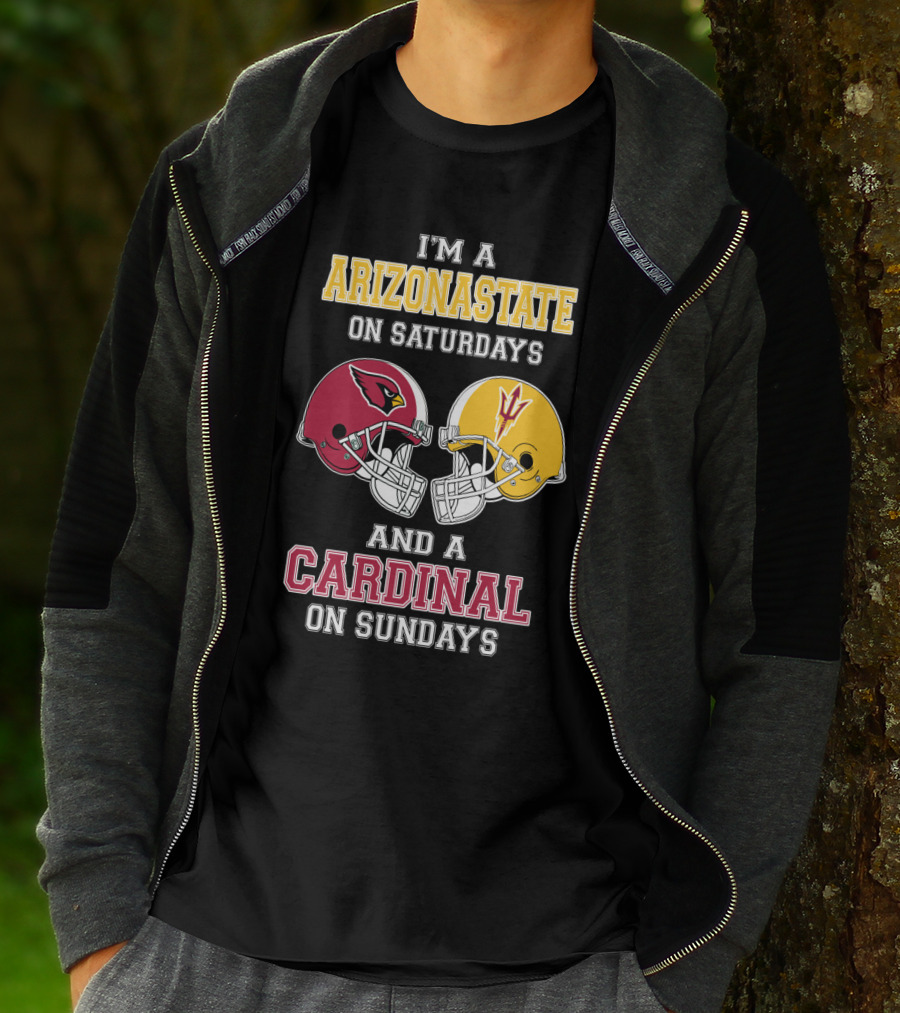 ARIZONASTATE Saturdays Cardinal Sundays Football Helmets T-Shirt