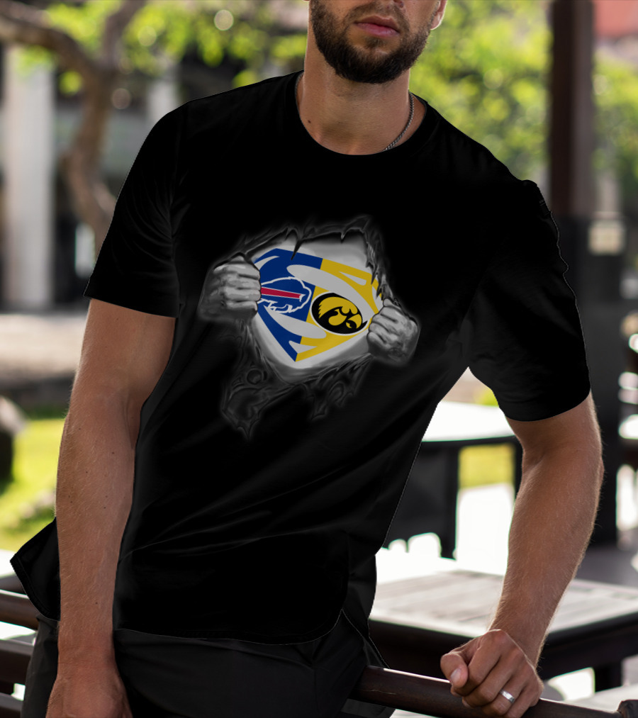 Buffalo Bills Iowa Hawkeyes Superman Logo Reveal T-Shirt