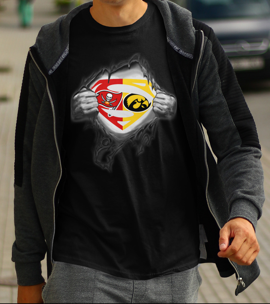 Tampa Bay Buccaneers Iowa Hawkeyes Superman Logo Combo T-Shirt
