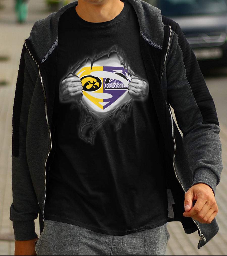 Hawkeyes Colorado Rockies Superman Logo Fusion T-Shirt