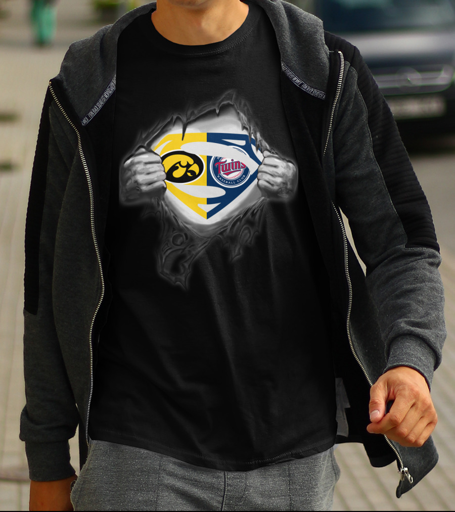Hawkeyes Minnesota Twins Superman Hybrid T-Shirt