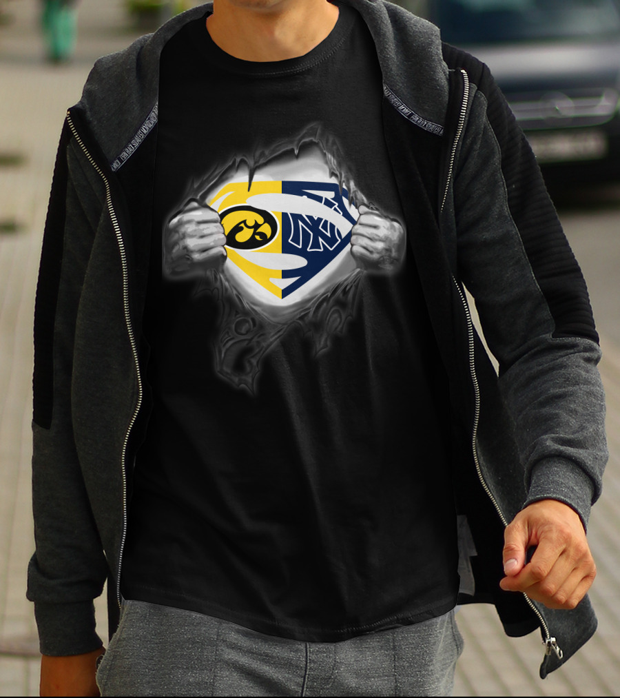 Hawkeyes New York Yankees Superman Shield Crossover T-Shirt
