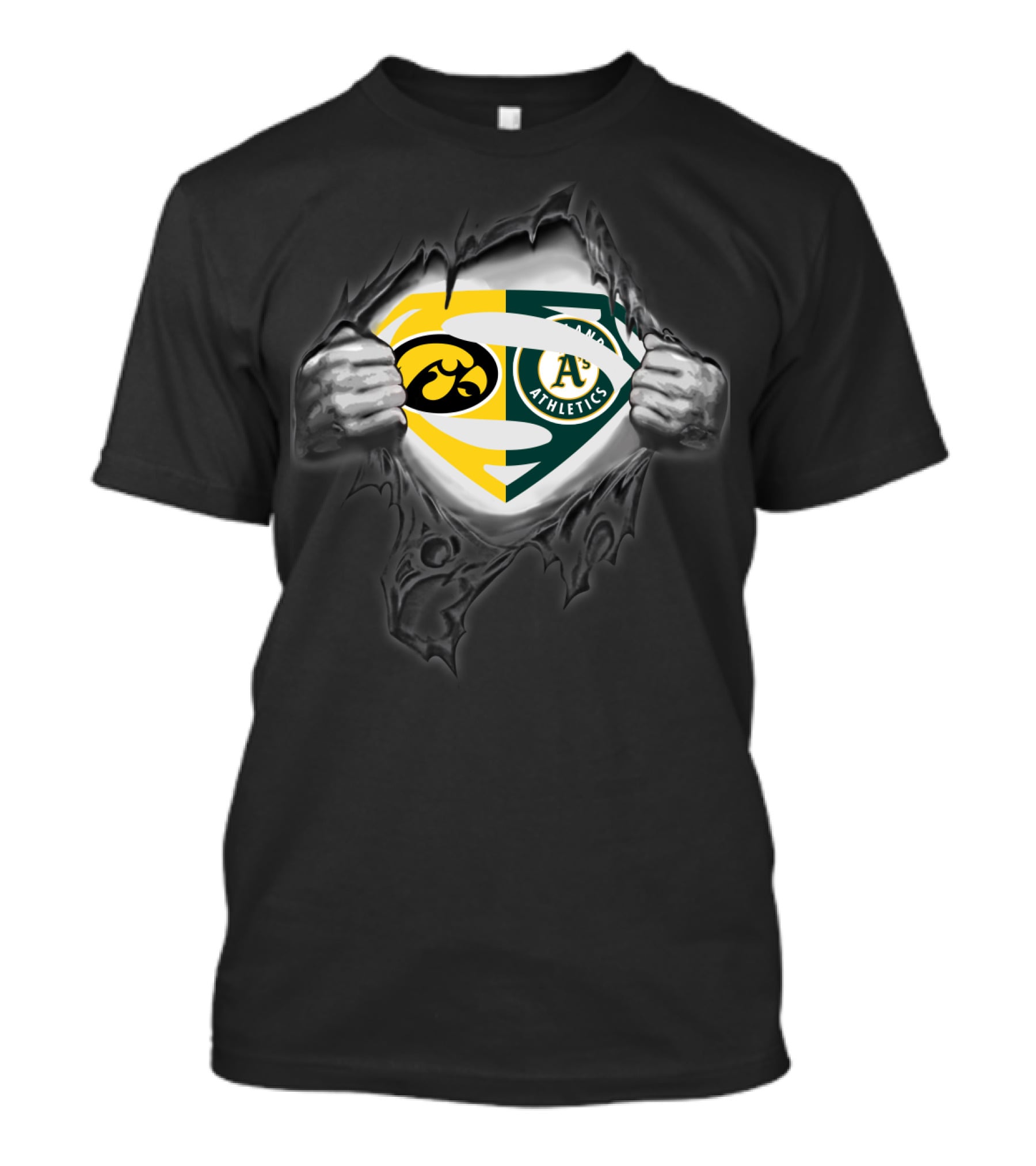 Hawkeyes Oakland Athletics Superman Logo Fusion T-Shirt