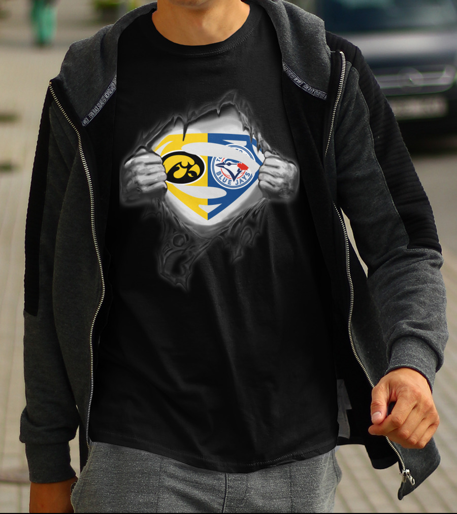 Hawkeyes Blue Jays Superman Logo Crossover T-Shirt