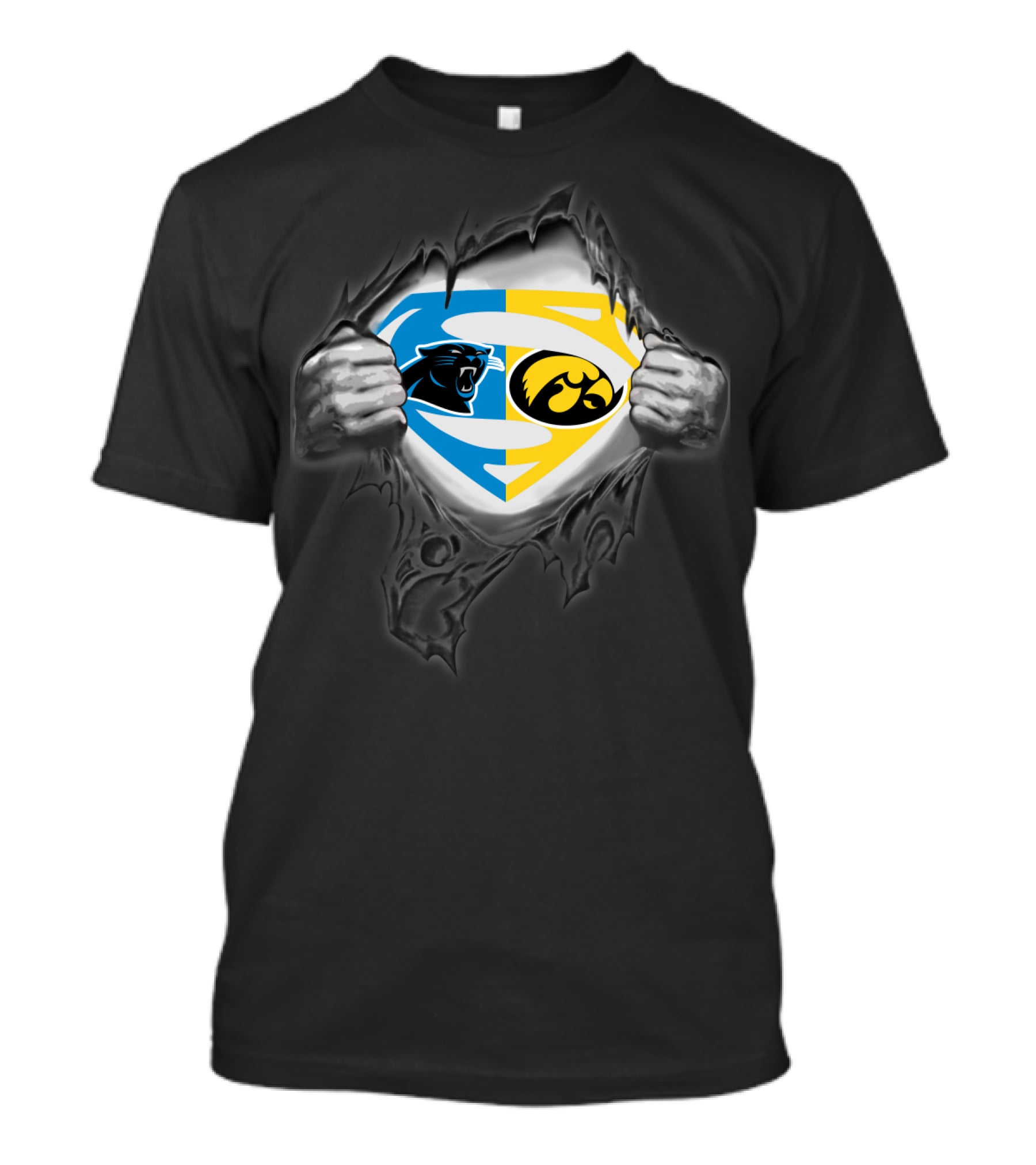 Carolina Panthers Hawkeyes Superman Emblem Combo T-Shirt