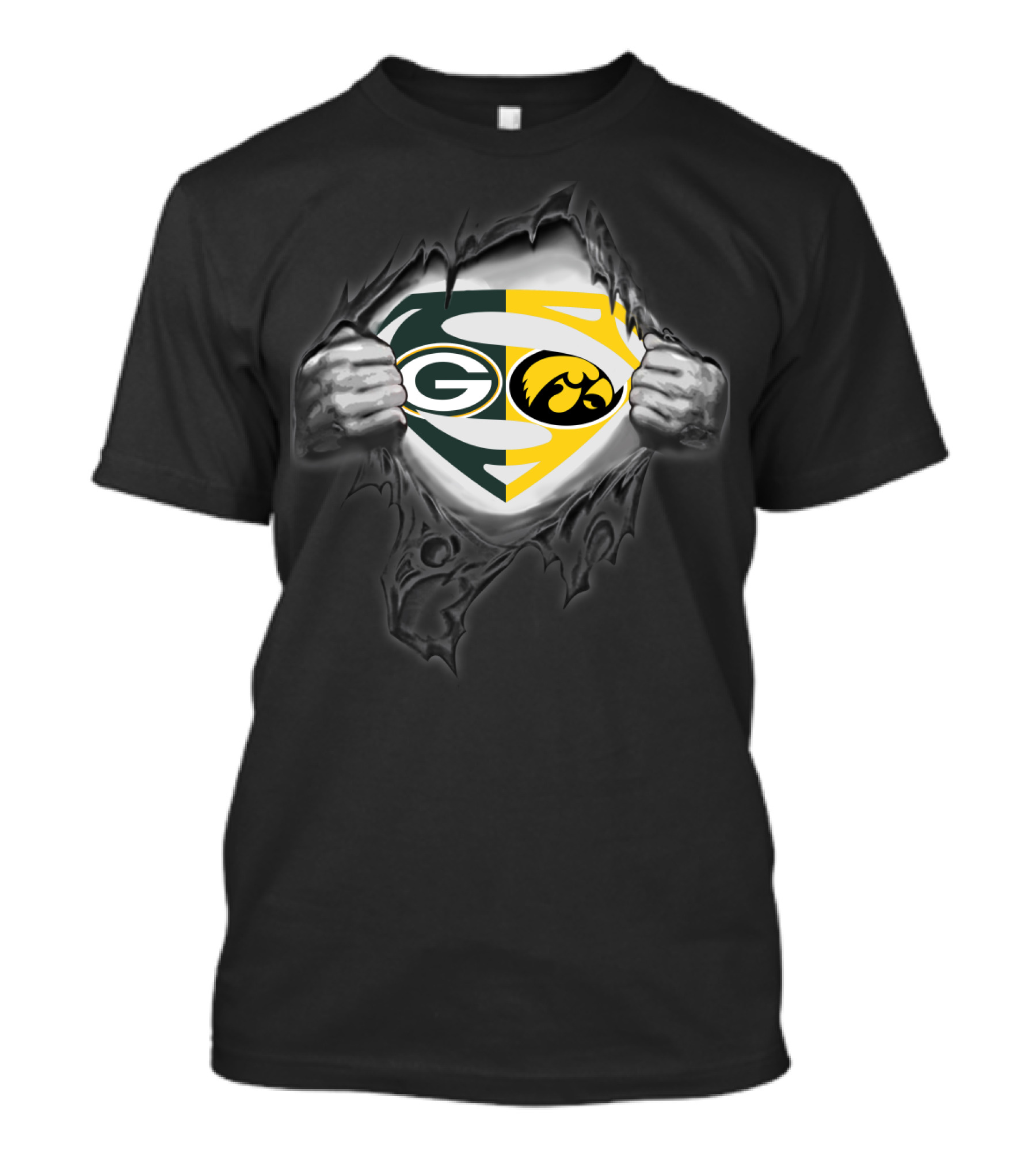 Green Bay Packers Iowa Hawkeyes Superman Logo Combo T-Shirt