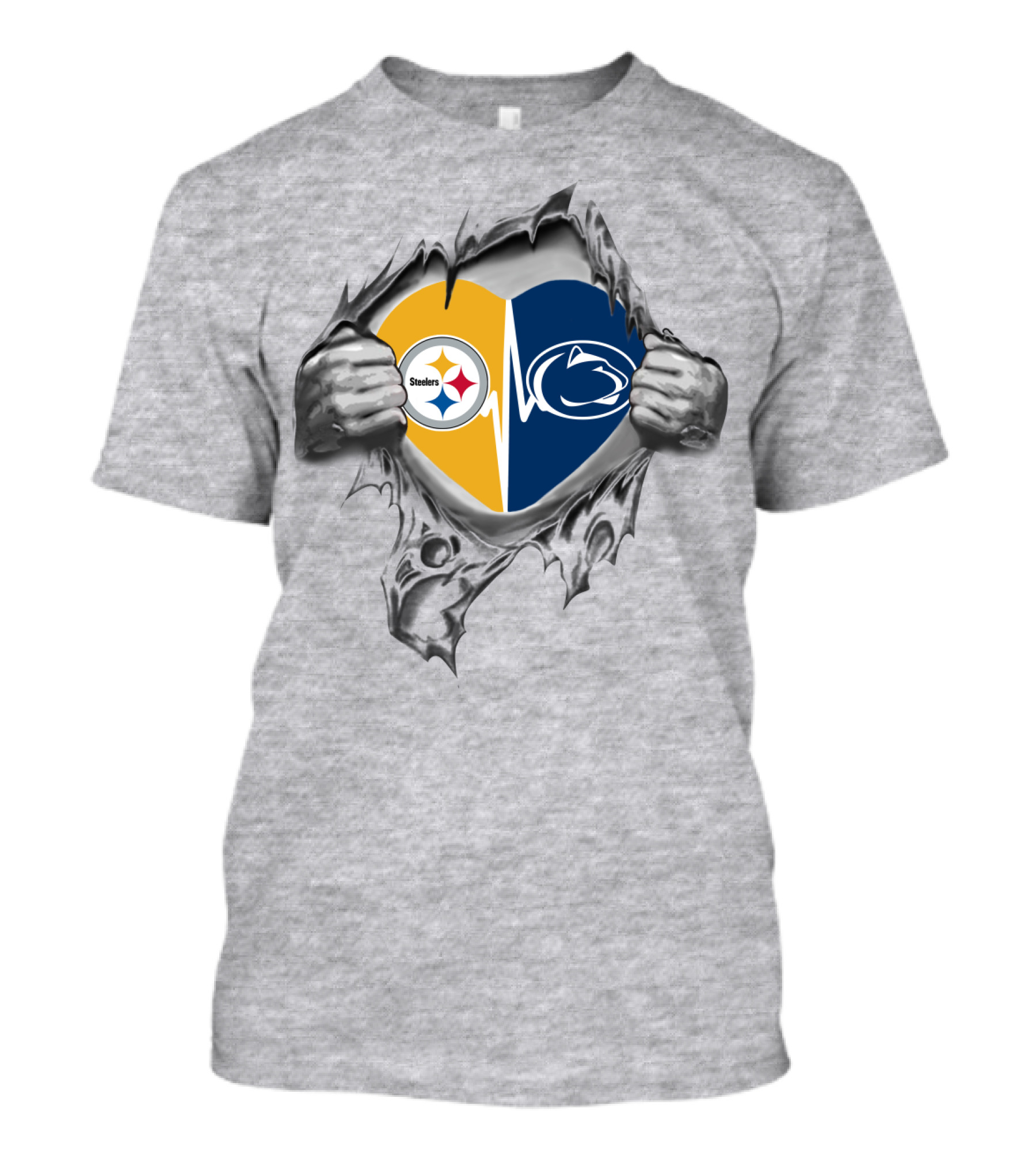Pittsburgh Steelers Penn State Heart Logo Rip T-Shirt