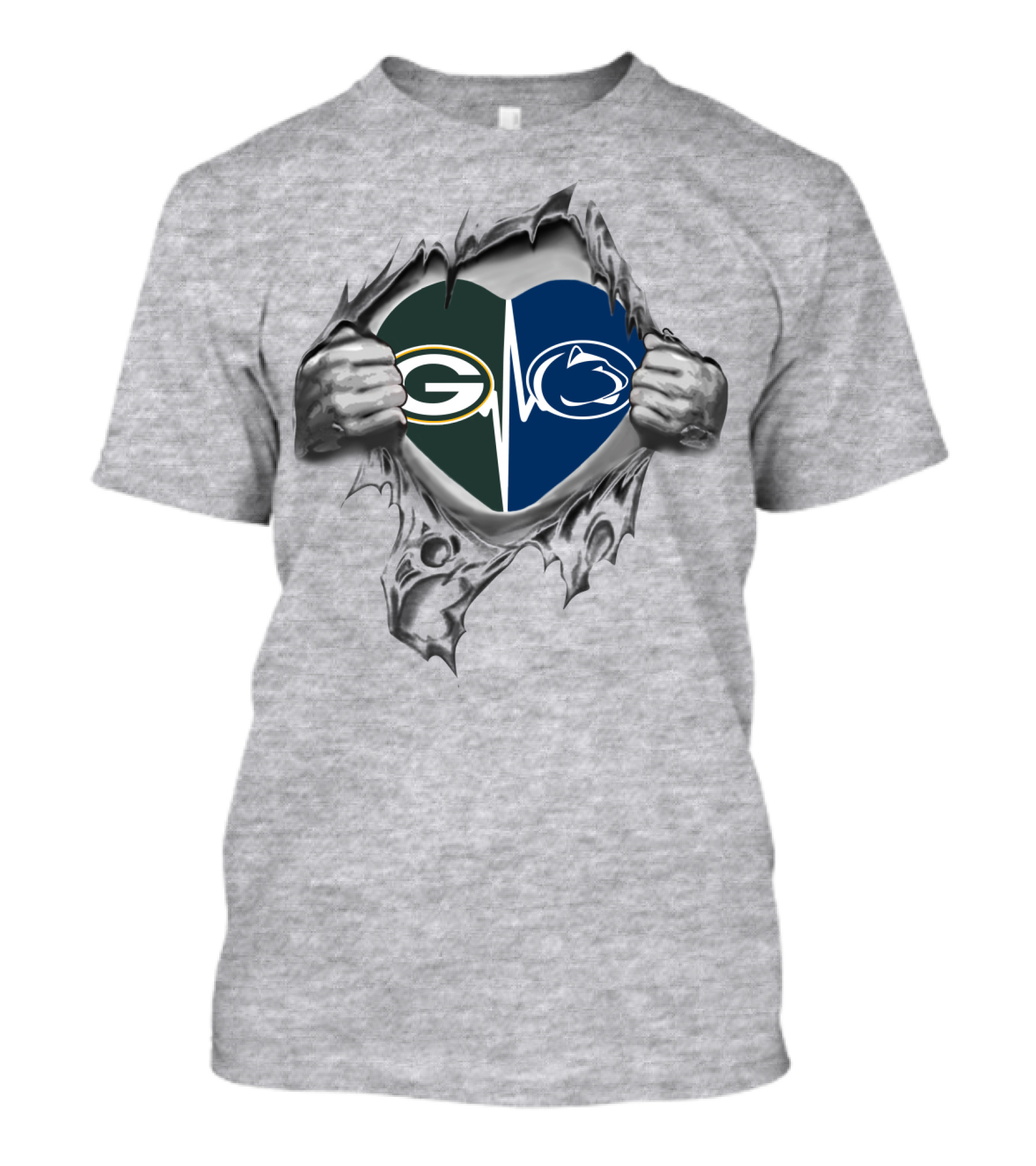 Green Bay Packers Penn State Heart Tear T-Shirt