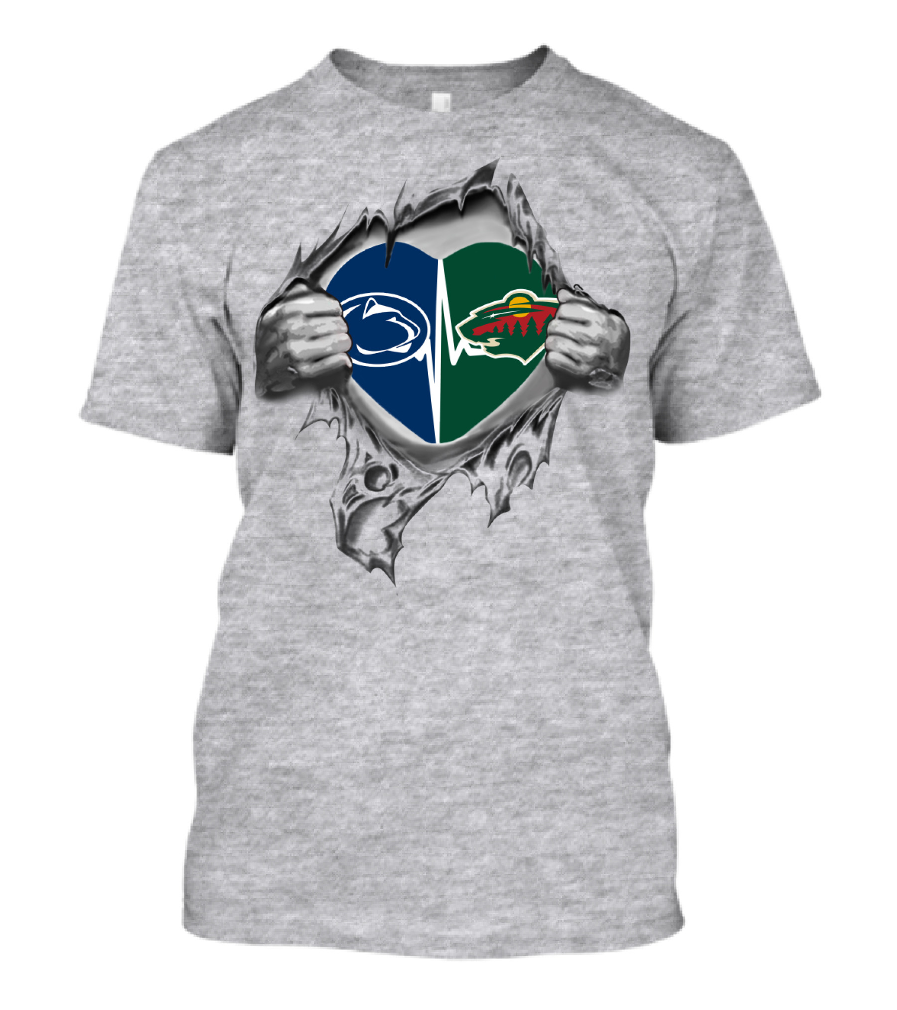 Minnesota Wild Penn State Heartbeat Divide T-Shirt